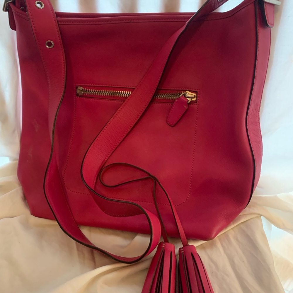 Hot pink COACH leather shoulder bag